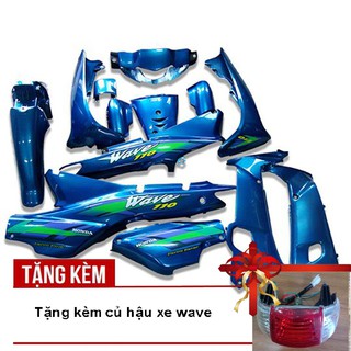 Bộ dàn áo Loại Pha 1 Bóng - Phanh Cơ xe WAVE anpha - wave Zx - wave 110 đời 2002-2006 màu XANH DƯƠNG, tặng kèm củ hậu