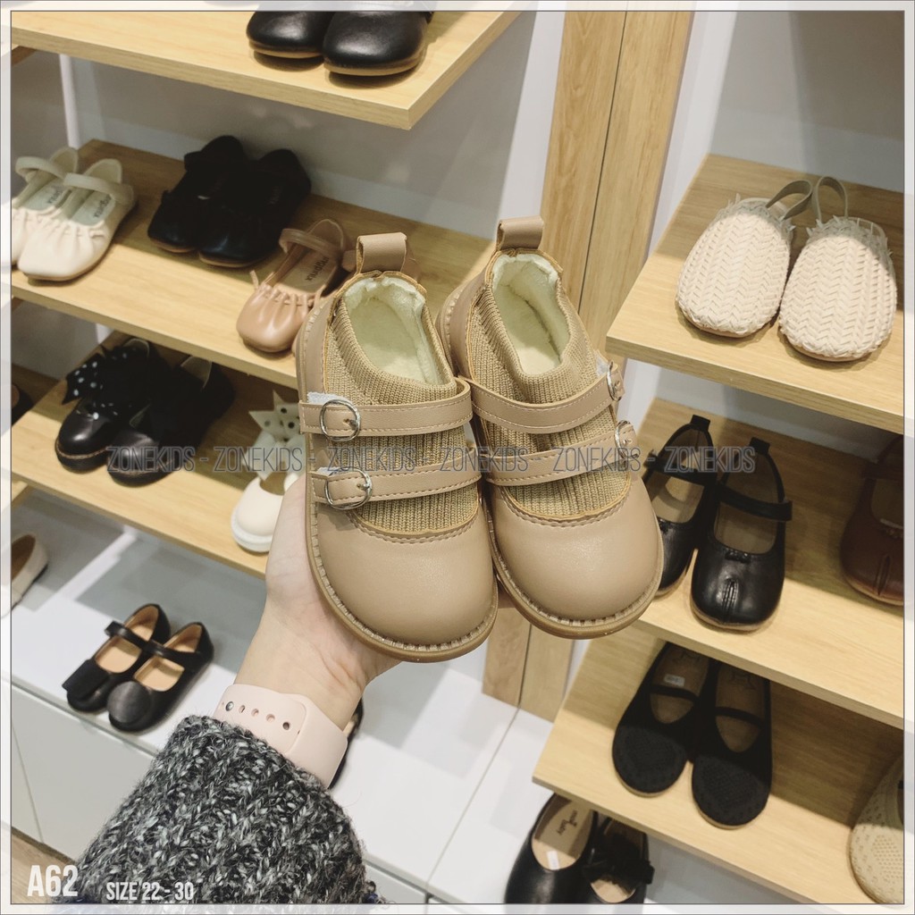 Giày búp bê lót lông 2 quai ngang cho bé gái Zonekids - A62