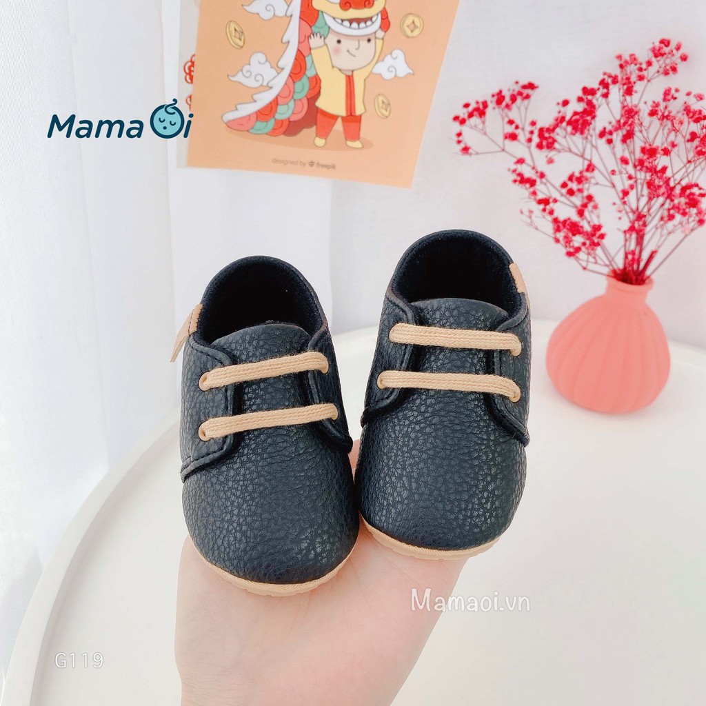 G119 Giày tập đi cho bé giày bata da đen mềm mại êm chân đế chống trượt của  Mama Ơi - Thời trang cho bé