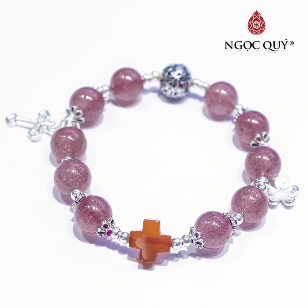 Vòng mân côi TA dâu phối charm bạc - Ngọc Quý