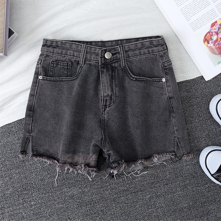 SUXI Quần Short Jeans Lưng Cao Ống Rộng Thời Trang Cho Nữ