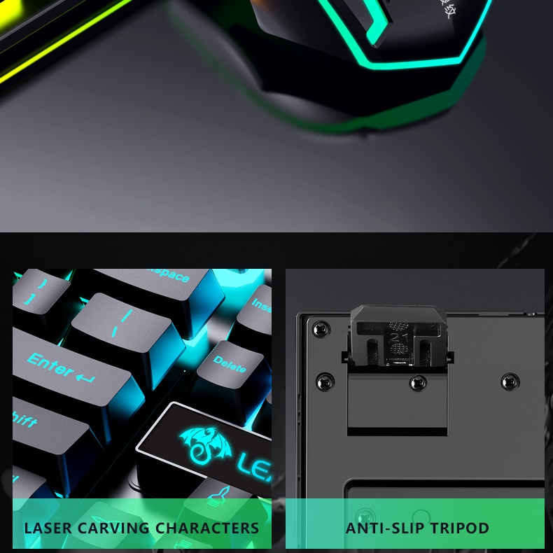 Bàn phím máy tính Bộ bàn phím và chuột LEAVEN D320 hiệu ứng ánh sáng RGB Bàn phím chơi game văn phòng giá siêu rẻ