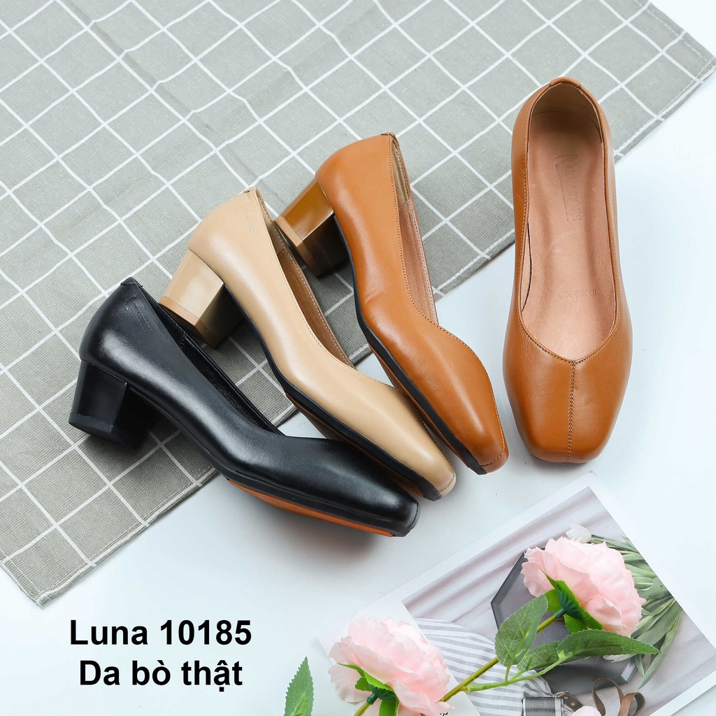 Giày cao gót đế vuông cao 3p dễ phối đồ LUNASHOES mã 10185 bảo hành 2 năm thời trang công sở