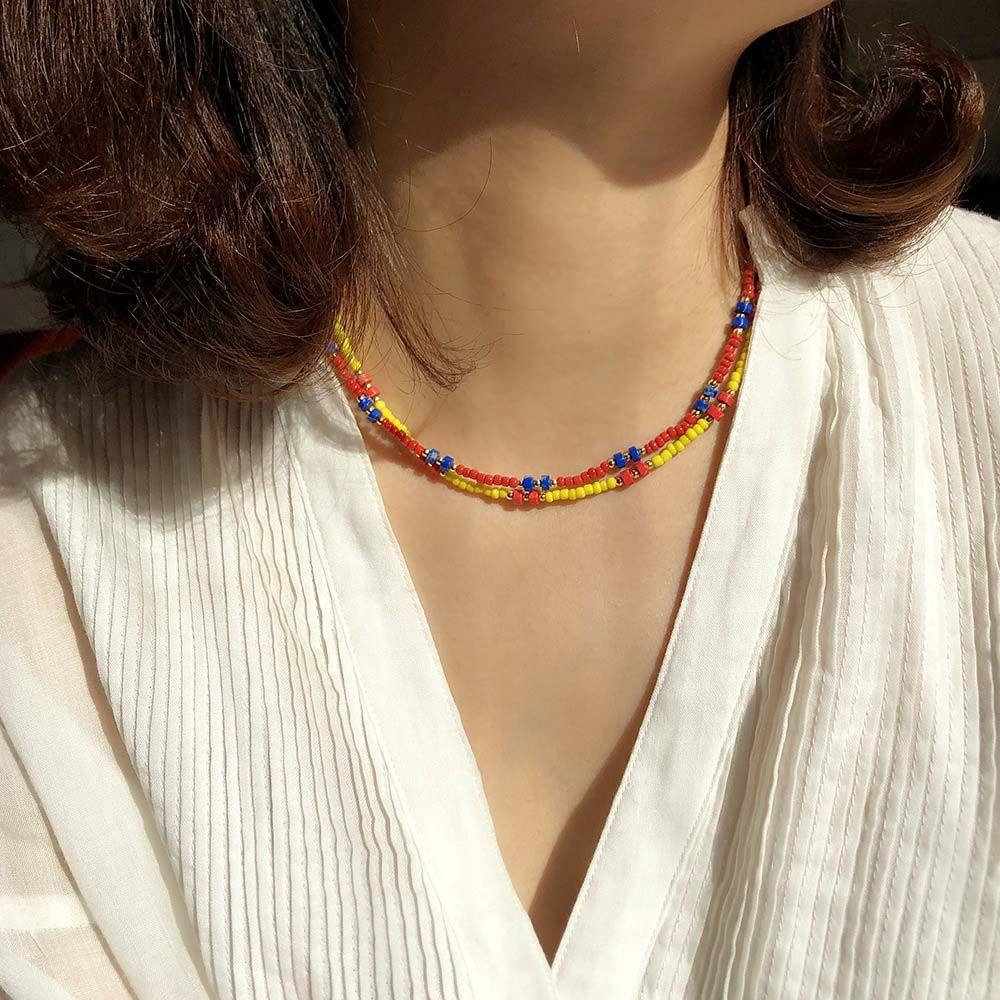 Vòng cổ Đá Mã Não WMES15H Phong Cách Hàn Quốc Cho Nữ|Vòng cổ Chuỗi Hạt Nhiều Màu Sắc