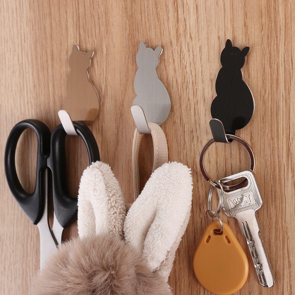 Set 2 Móc Treo Đồ Dán Tường Hình Mèo Dễ Thương Giá Đỡ