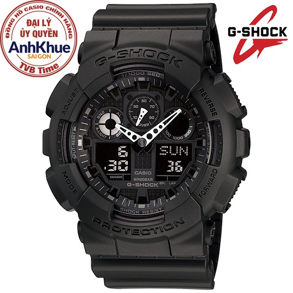 Đồng hồ nam dây nhựa Casio G-Shock chính hãng Anh Khuê GA-100-1A1DR (52mm)
