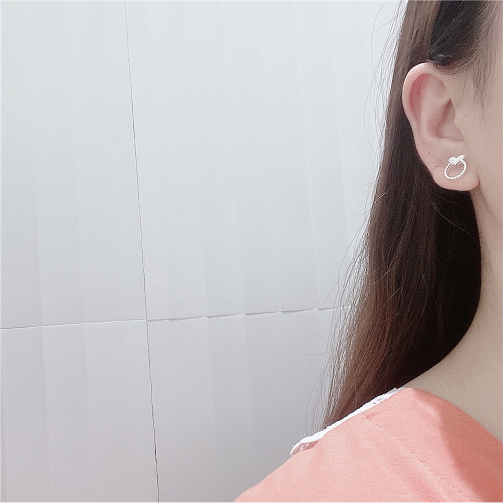Set 5 Đôi Bông Tai Mạ Bạc 925 Hình Học Đơn Giản Thời Trang Cho Nữ