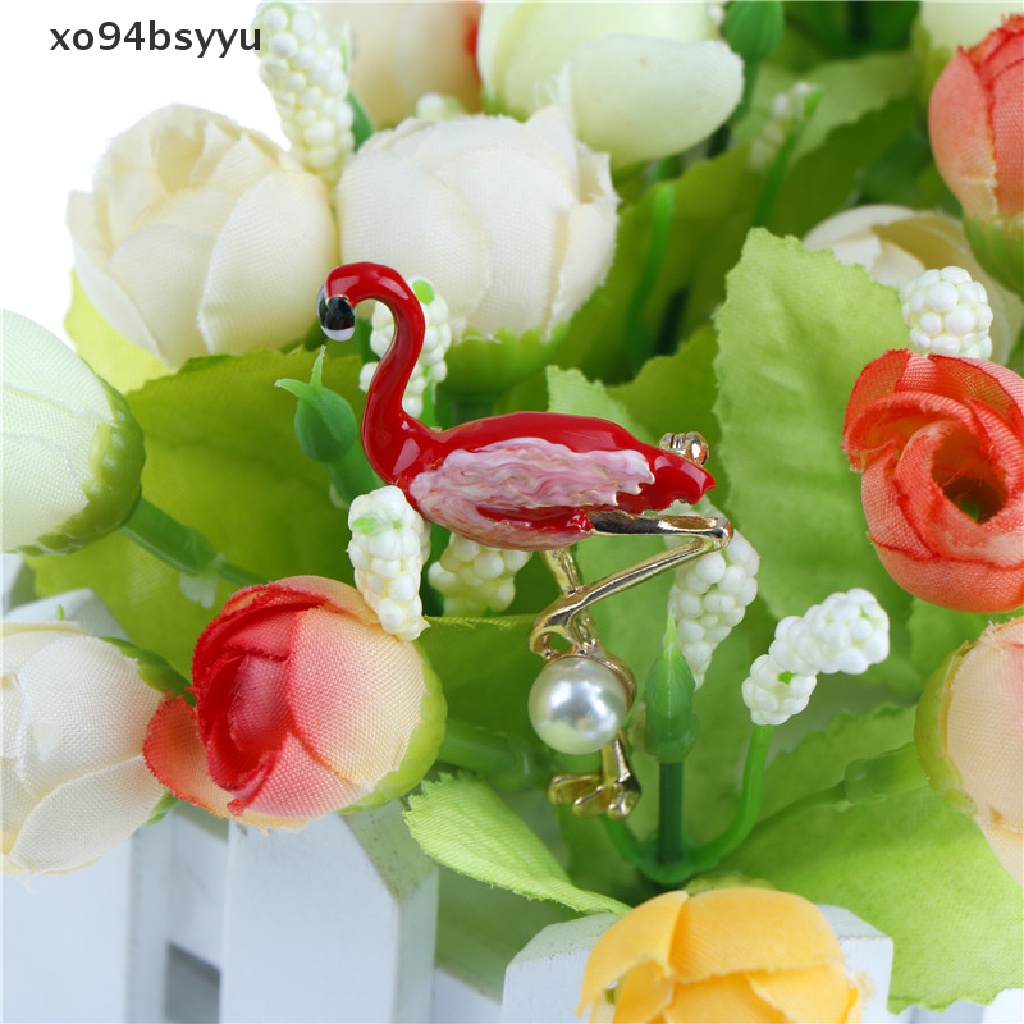 [xo94bsyyu] Vivid Flamingo Brooches Unisex Women and Men Brooch Pin Bird Dress Coat Jewelry .