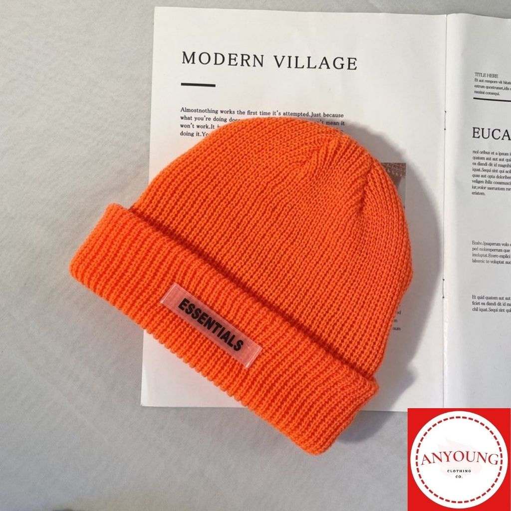 Mũ Len ANYOUNG thời trang unisex phong cách hip hop - năng động cá tính dập mác cao su chữ ESSENTIALS