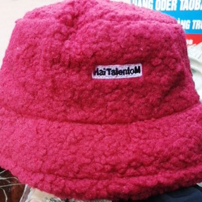 Mũ lông cừu bucket retro phong cách hàn quốc mũ lông cừu nữ mềm giữ ấm thu đông ulzzang