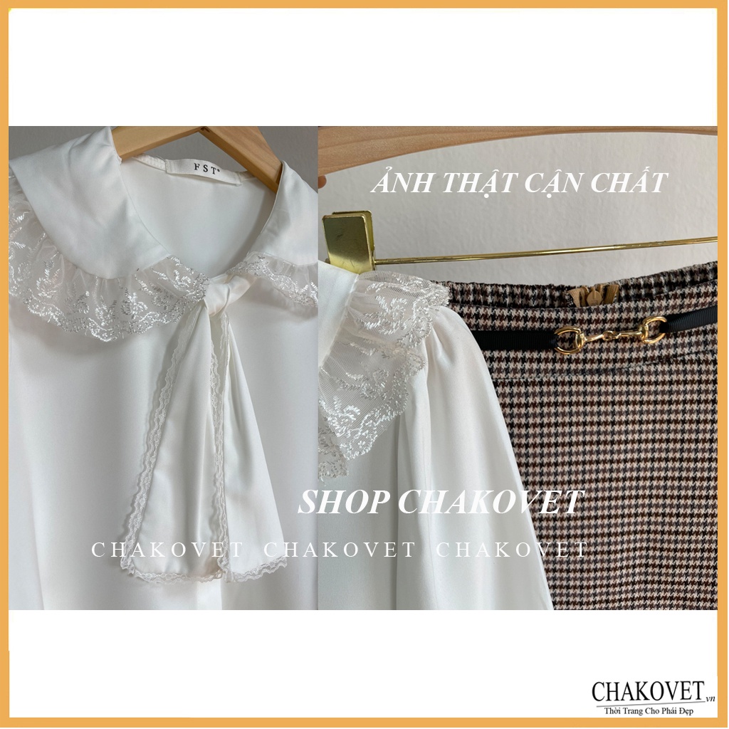 Áo sơ mi nữ dài tay màu trắng CKA870, áo kiểu nữ bánh bèo tay bồng cổ tròn thắt nơ phong cách hàn quốc mặc đi làm đi học | BigBuy360 - bigbuy360.vn