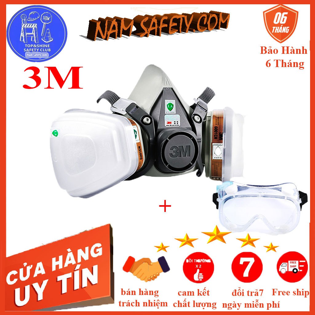 Khẩu trang mặt nạ phòng độc 3M 6200 , chống bụi mịn PM2.5 ,mặt nạ chống khói ,mặt nạ chống cháy
