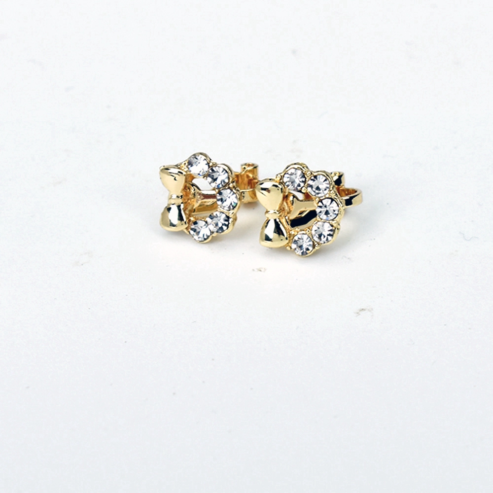 Khuyên tai hình chiếc nơ đính đá pha lê trắng xinh xắn cho nữ