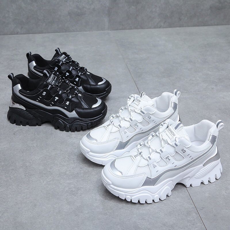 Giày thể thao nữ độn đế răng cưa gót bóng viền ánh bạc ATS | BigBuy360 - bigbuy360.vn