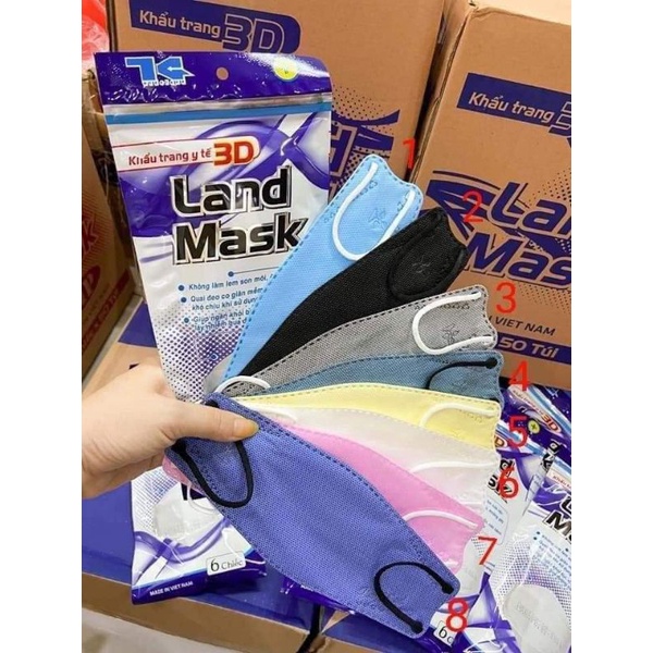 COMBO 5 Túi Khẩu Trang 3D Land Mask  Loại 4D KF94 Hàn Quốc