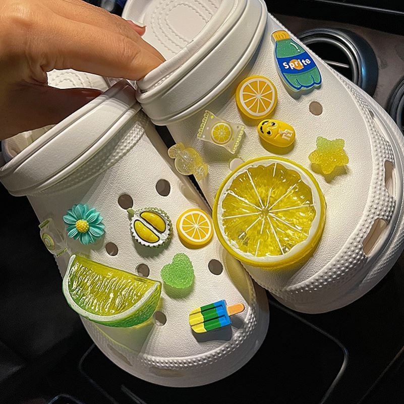 Đôi dép crocs diy thời trang trang trí trái cây trong suốt crocs jibitz charms phụ kiện