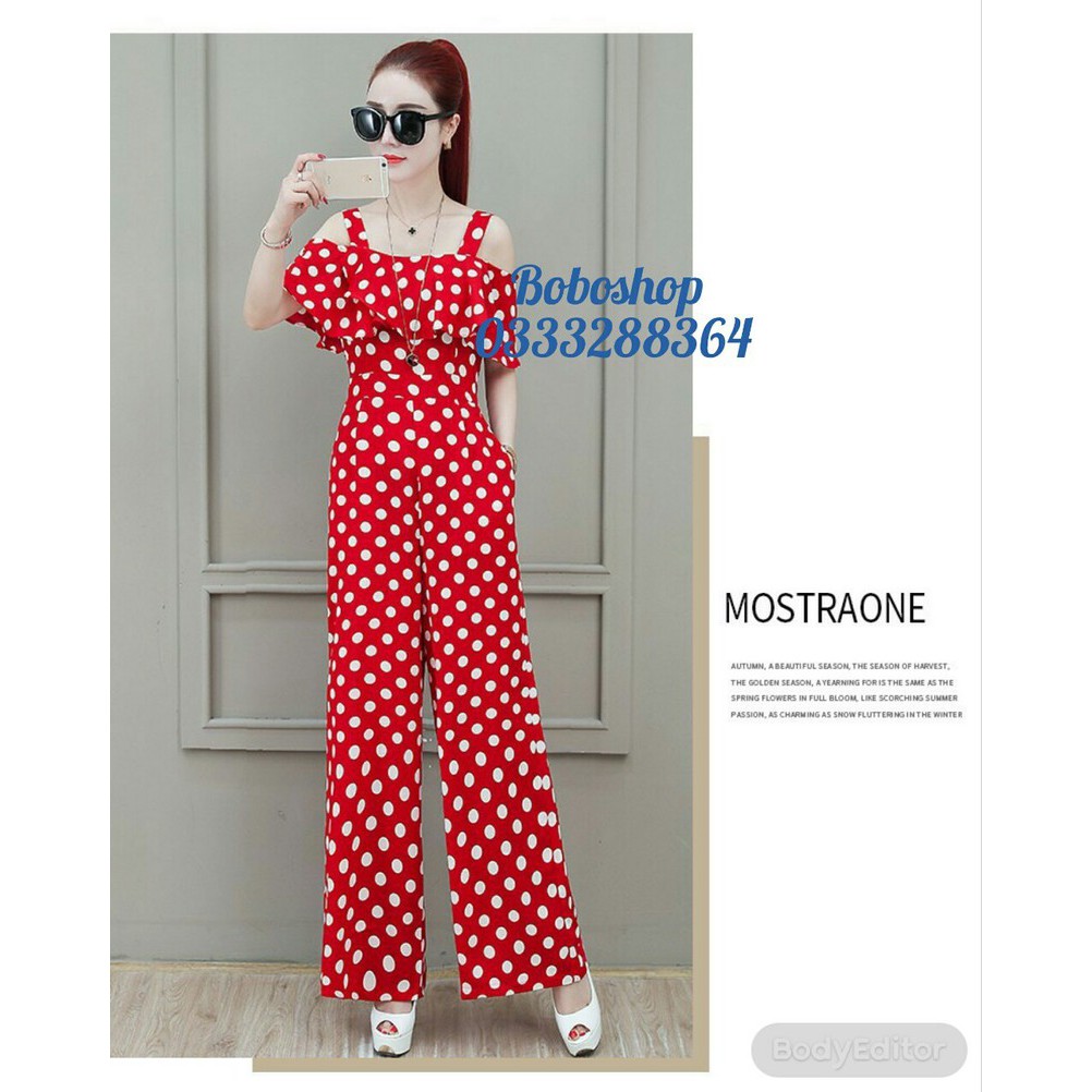 ❣️FREESHIP❣️ JUMPSUIT DÀI CHẤM BI SANG CHẢNH