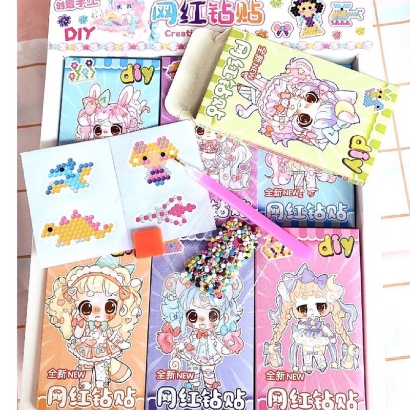 1 Hộp 4 Tranh Sticker Đính Đá Mini Thủ Công Hoạ Tiết Dễ Thương
