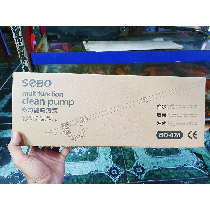 MÁY HÚT VỆ SINH HỒ CÁ TÍCH HỢP ĐẦU BƠM RẤT SẠCH SOBO BO-028