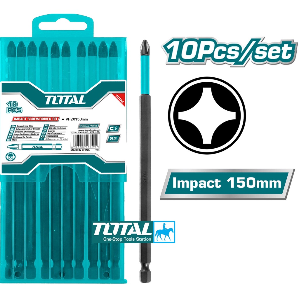 Bộ 10 mũi bắt vít bake có từ dài 15cm PH2 x 150mm Total TACIM16PH263
