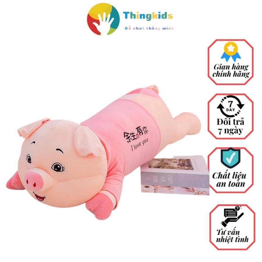 Gấu Bông Heo Nằm Áo Hồng Cực trend Thú Nhồi Bông Búp Bê Siêu Dễ Thương Size 90cm, 100cm, 130cm, 150cm - THINGKIDS