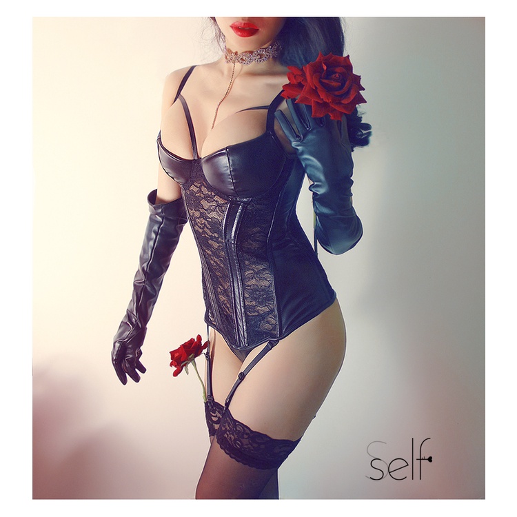 Set đồ lót liền mảnh VARSBABY hai dây phối ren rỗng đính nơ hoa bên hông phong cách Âu Mỹ quyến rũ thời trang cho nữ