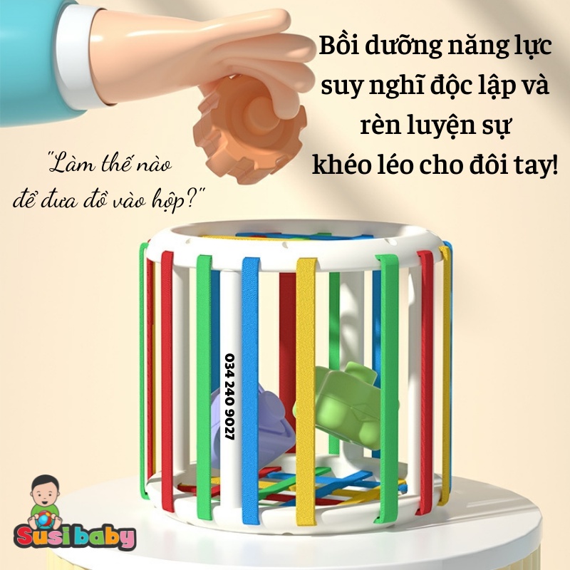 Hộp đan dây thả khối xúc xắc màu sắc - ĐỒ CHƠI TRÍ TUỆ