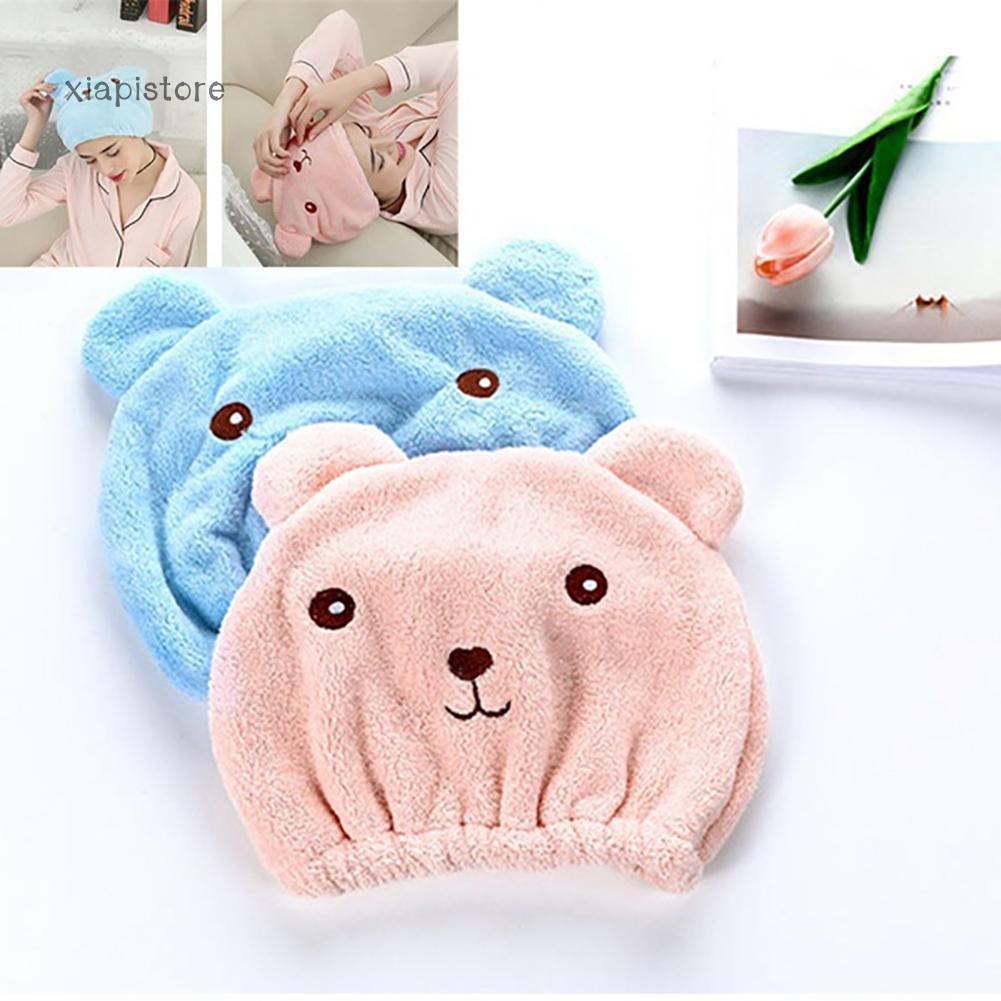 Nón trùm tóc hình gấu dễ thương giúp mau khô tóc