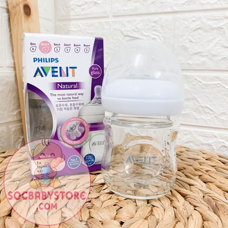 Bình sữa thuỷ tinh Philips Avent 120ml / 240ml - Chính hãng Vạn An