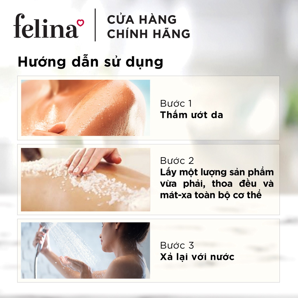 Combo 3 Hộp Muối Tắm Tẩy Tế Bào Chết Body Felina Home Spa 500g/hộp từ muối hồng Himalaya - Da sáng mịn rạng rỡ