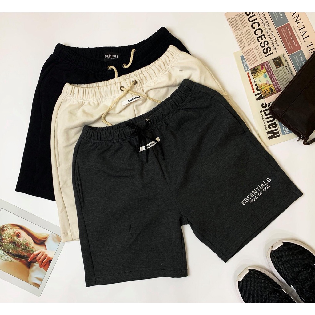 Quần short nỉ Quần đùi unisex nam nữ ESSENTIALS, Quần đùi nỉ essentails unisex
