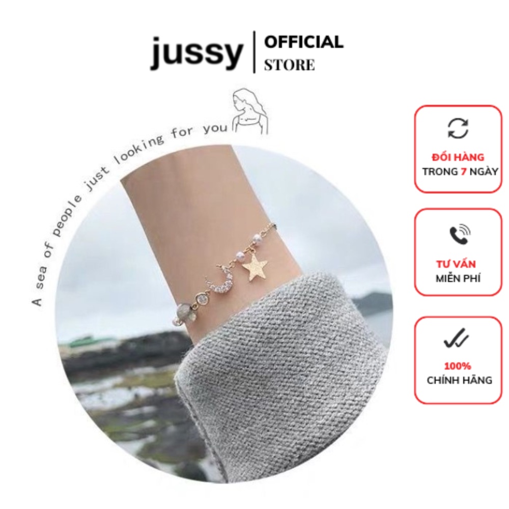 Vòng Tay Nữ Đính Đá Hồng Xinh Xắn Jussy Fashion Kiểu Lắc Tay Màu Vàng Thời Trang Hàn Quốc Hot Trend