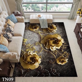 Thảm trải sàn bali 5d mẫu hoa hồng đá 1m6x2m3