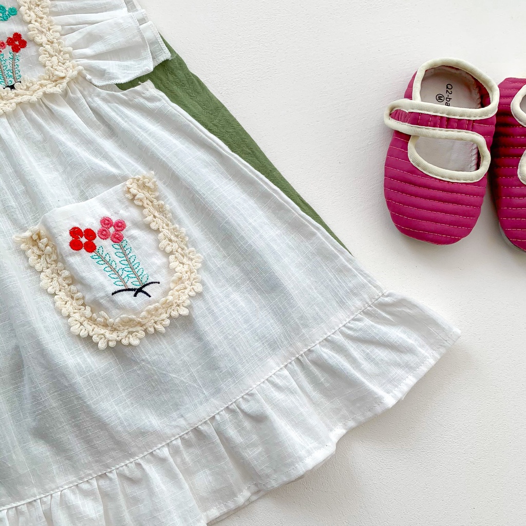 Đầm Công Chúa Mùa Hè Không Tay Bằng Vải Cotton In Hoa Đáng Yêu Cho Bé Gái