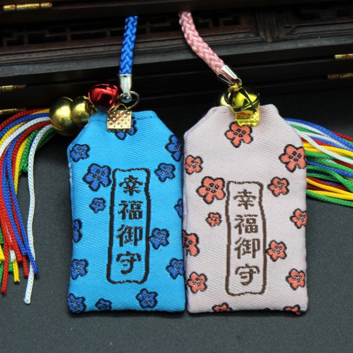 Túi treo trang trí omamori mèo xanh hồng tình duyên móc khóa may mắn nhật bản trang trí bàn học trang trí nhà cửa đẹp