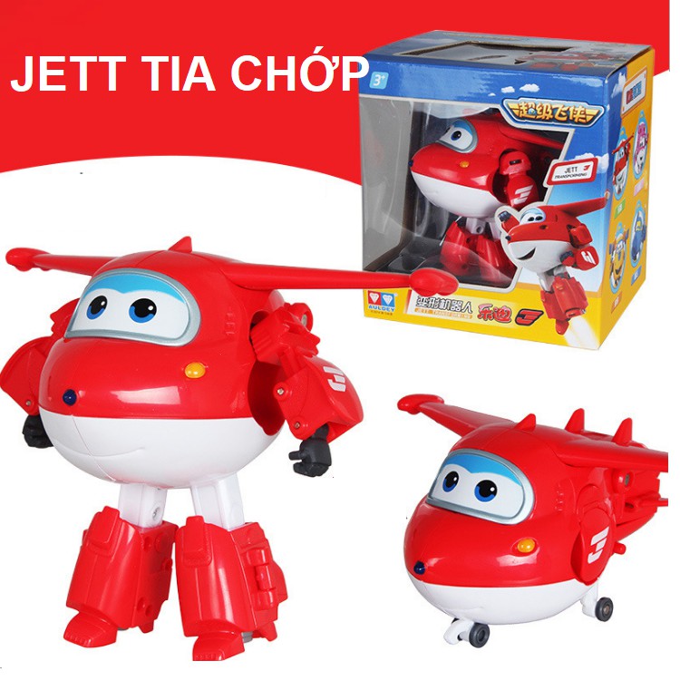 Mô hình super wings Robot biến hình máy bay cỡ lớn Jett Tia Chớp đồ chơi trẻ em đội bay siêu đẳng