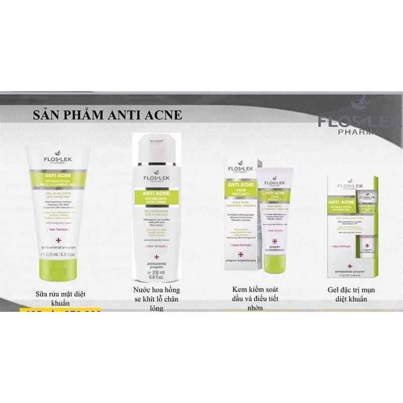 Bộ sản phẩm Floslek Anti Acne cho da mụn  Kiểm soát , cân bằng bề mặt da  ,Có tách lẻ   - NguyenHuong Store | BigBuy360 - bigbuy360.vn