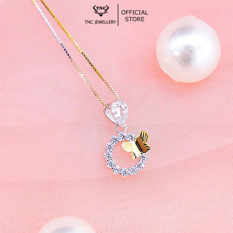 Dây chuyền bạc xi vàng đẹp sang trọng đính đá -Trang sức TNC Jewellery