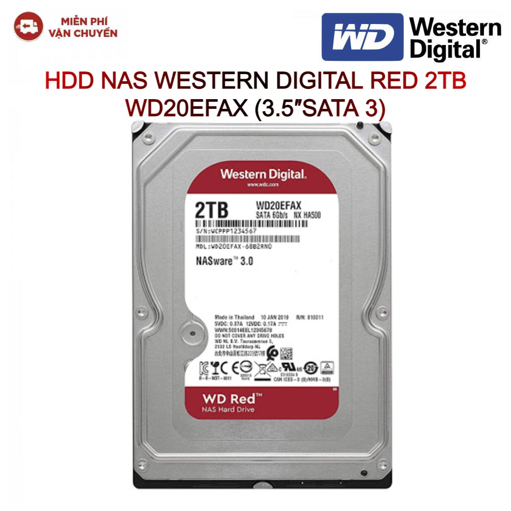 Ổ CỨNG HDD NAS WESTERN DIGITAL RED 2TB WD20EFAX (3.5″SATA 3)