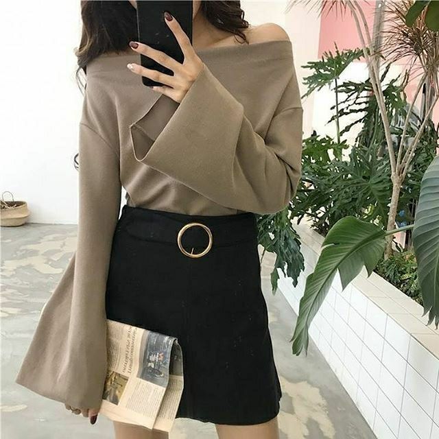 Hàng Sẵn_ Áo thun lệch vai áo nữ tay lững dáng bèo phong cách ulzzang