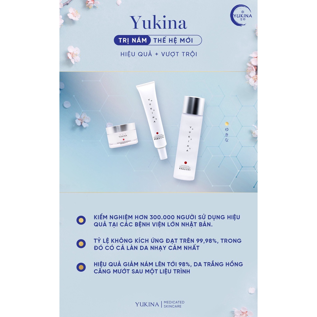 Bộ Dưỡng Nám Yukina Nhật Bản (Tặng Kèm Sữa Tắm Trắng Da 500ml)