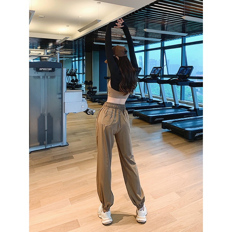 Quần thể thao ống rộng phối dây rút năng động hợp thời trang