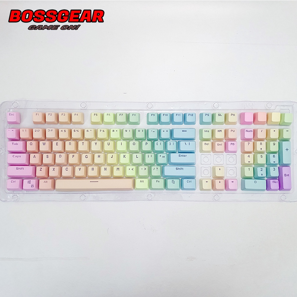 Bộ Keycap Rainbow 104 phím Chuẩn OEM Chất Liệu PBT Xuyên LED in Double Shot