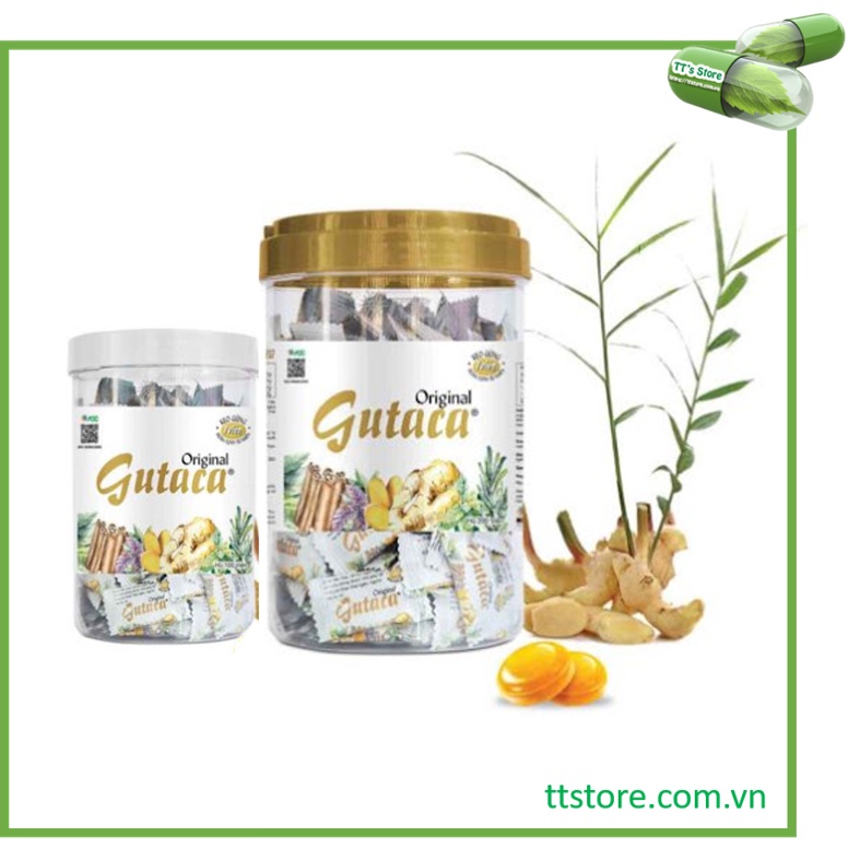 Kẹo Gừng GUTACA Original [Hộp 100/ 200 viên] - Làm ấm bụng, hỗ trợ tiêu hoá [gucata, codatux, tragutan]
