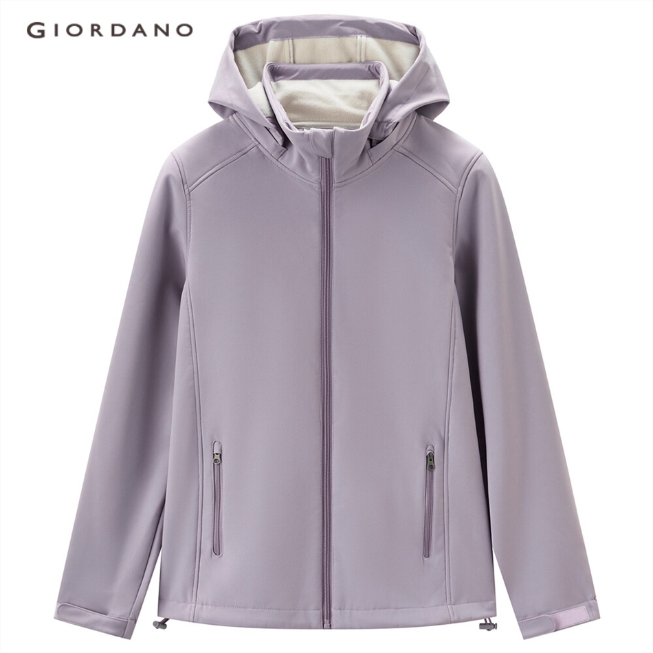GIORDANO áo khoác nữ chất liệu tổng hợp Polar lông cừu có mũ 05372713