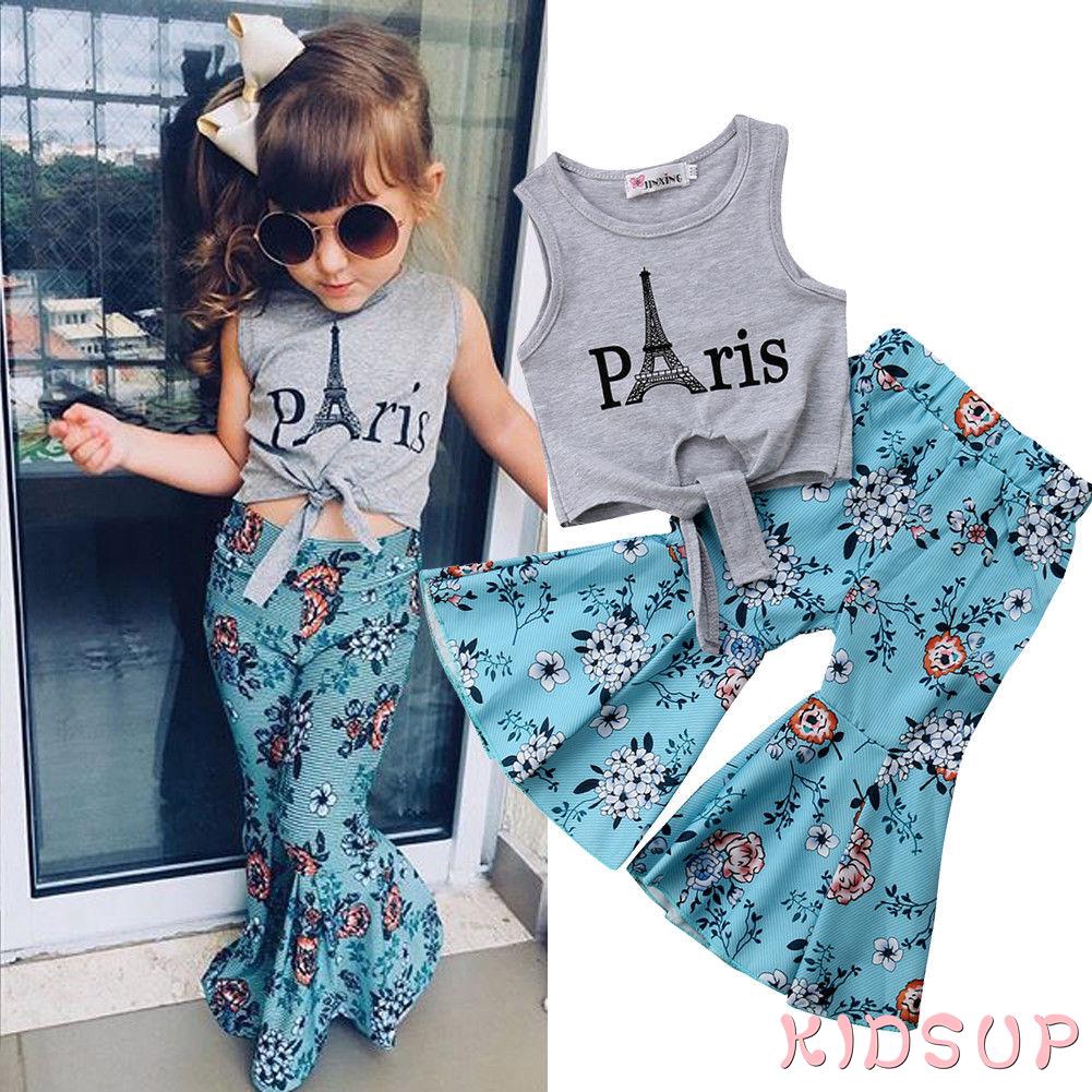 Set quần áo hoa xinh xắn cho bé gái
