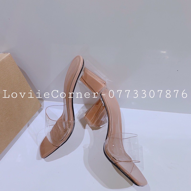 GUỐC NỮ QUAI NGANG LOVIIECORNER - DÉP CAO GÓT QUAI TRONG 7CM - GUỐC CAO GÓT ĐẾ VUÔNG D0757