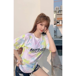 🌈Áo thun tay lỡ unisex loang nhiều màu 🌈