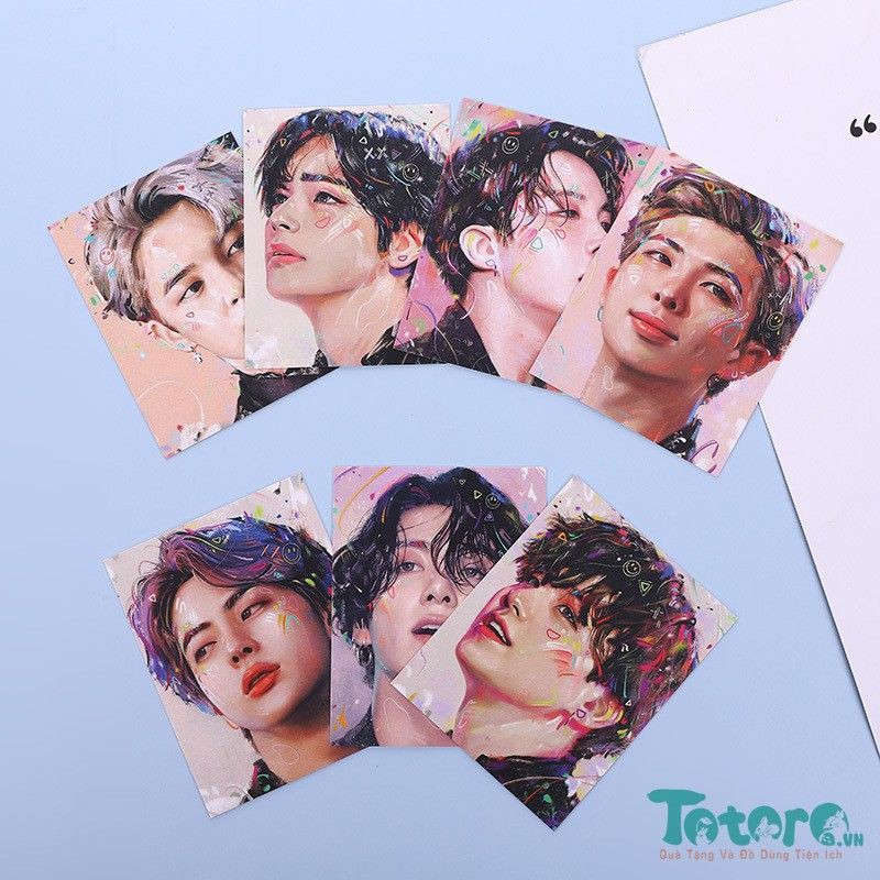 Tranh tô màu số hóa BTS 40x50cm và Chibi BT21 20x20cm