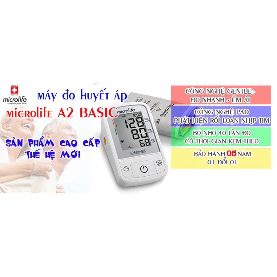 MÁY ĐO HUYẾT ÁP MICROLIFE BP A2 BASIC HÀNG CHÍNH HÃNG - BẢO HÀNH 05 NĂM